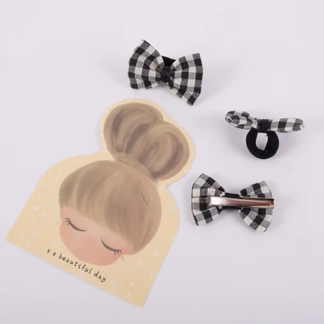 Coppia di mini elastici per capelli e molletta coordinata