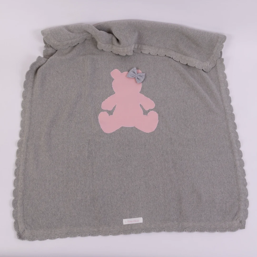 Copertina di filo di cotone orsetto rosa Copertina di filo di cotone orsetto rosa