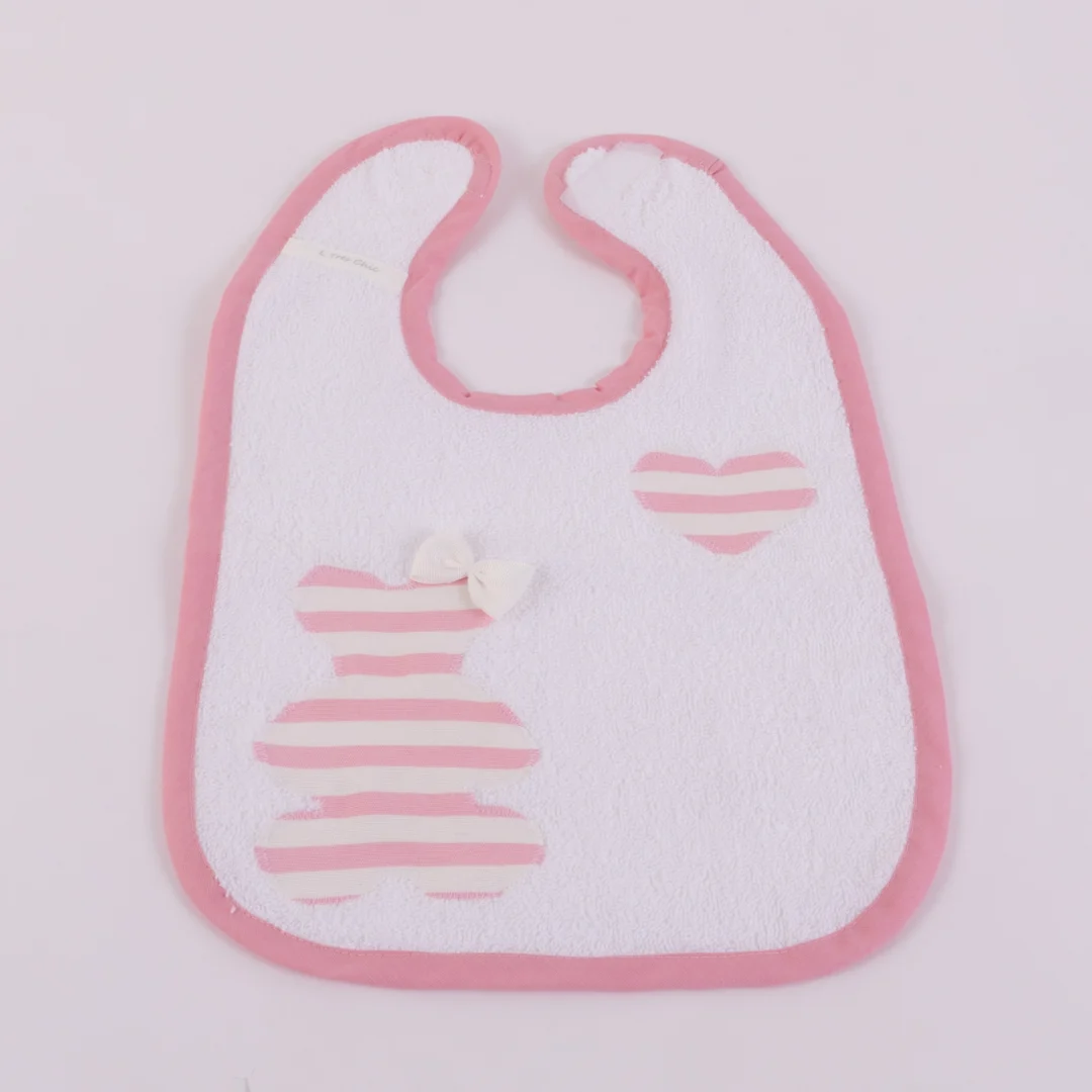 Bavaglino pappa orsetto righe grandi rosa Bavaglino pappa orsetto righe grandi rosa