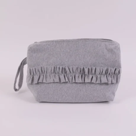 Pochette grande grigia con balza