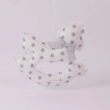 Cavalluccio a dondolo bianco con stelline grigie