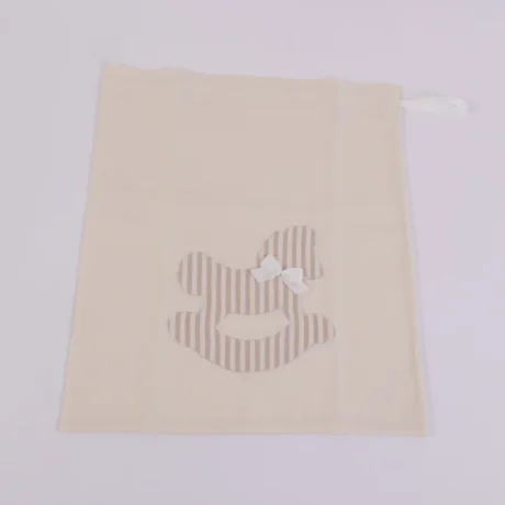 Sacchetto Portabiancheria panna con cavallo a dondolo