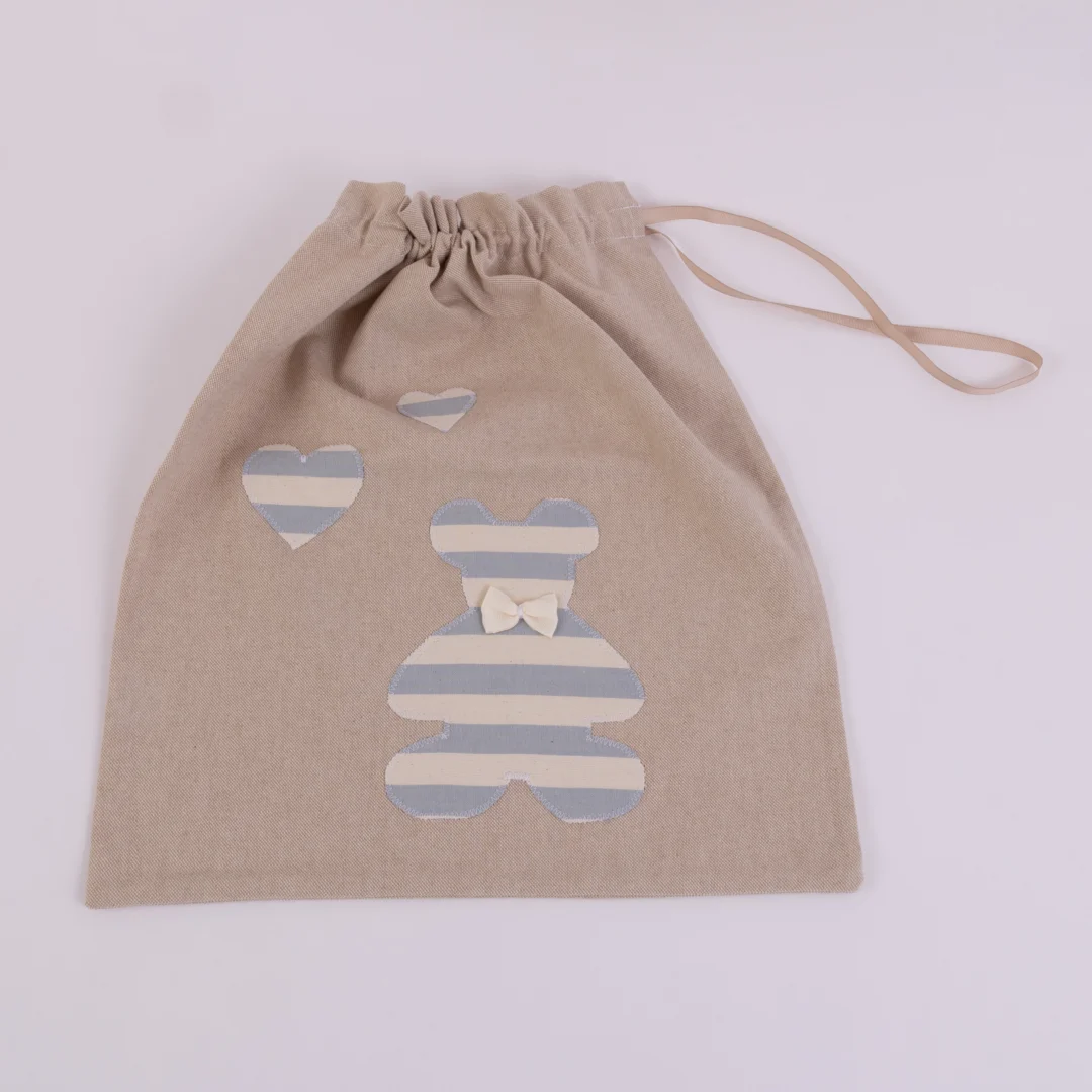 Sacchetto Portabiancheria ecrù con orso a righe Sacchetto Portabiancheria ecrù con orso a righe - immagine 2