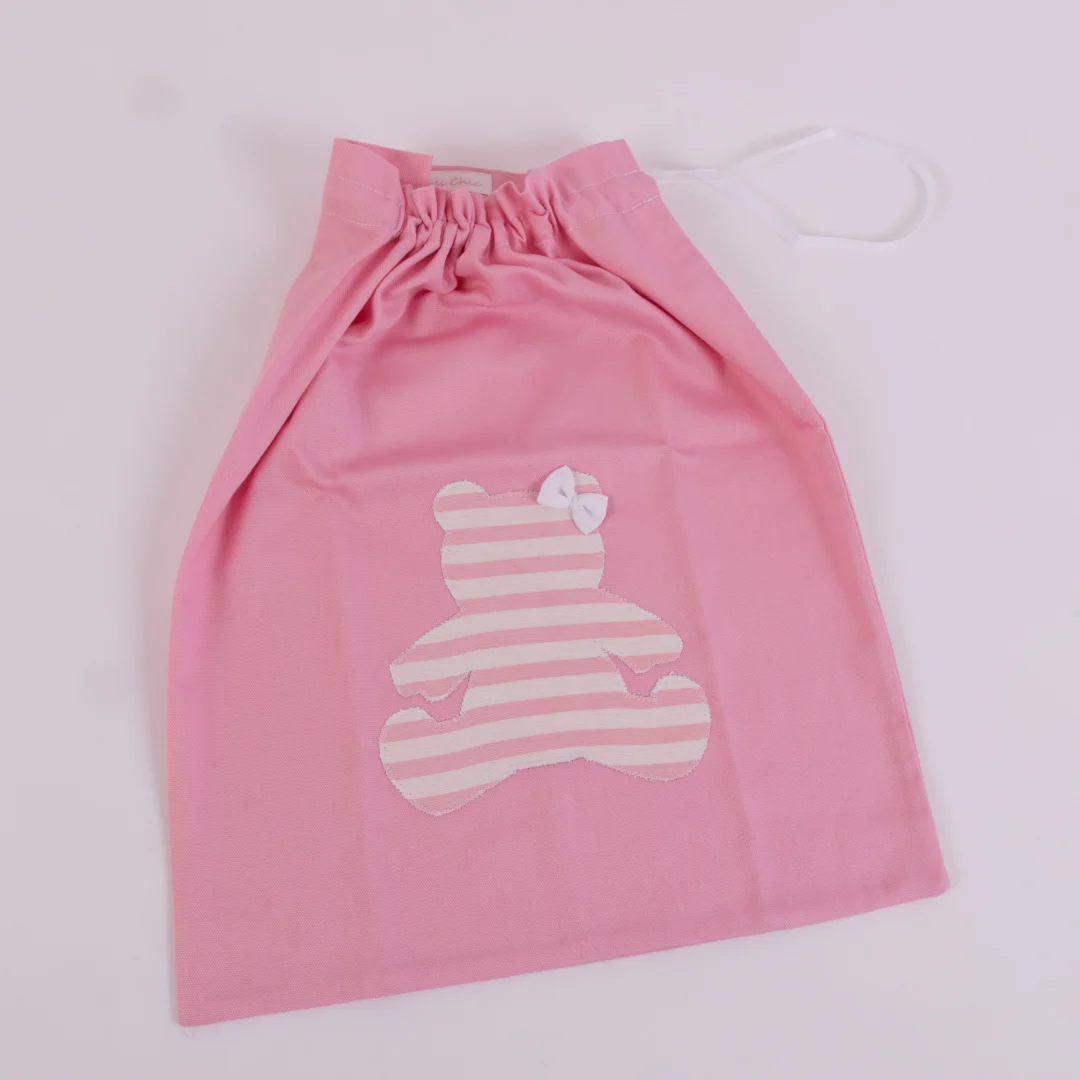 Sacchetto Portabiancheria rosa con orsetto a righe Sacchetto Portabiancheria rosa con orsetto a righe - immagine 2