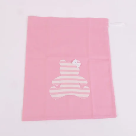 Sacchetto Portabiancheria rosa con orsetto a righe
