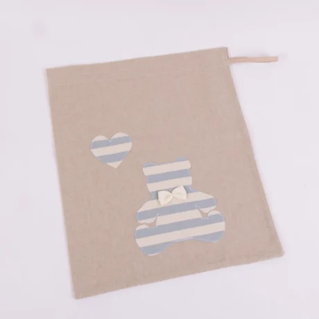 Sacchetto Portabiancheria ecrù con orsetto a righe prov