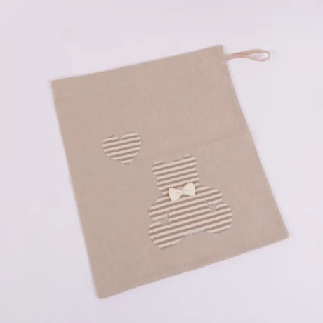 Sacchetto Portabiancheria ecrù con orsetto neutro