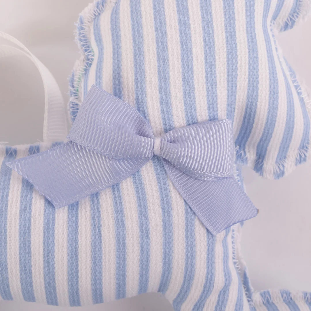 Cavalluccio a dondolo a righe bianche e celesti Cavalluccio a dondolo a righe bianche e celesti - immagine 2