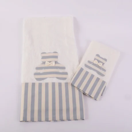 Asciugamano viso e ospite orso righe grandi