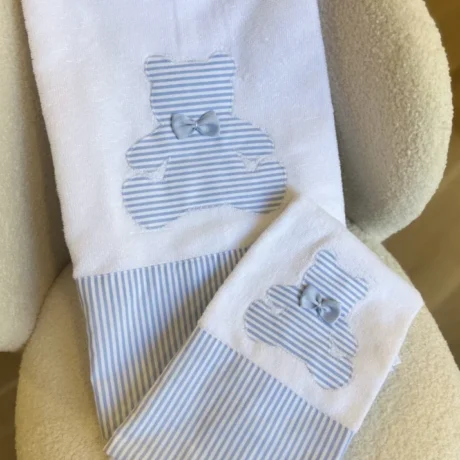 Asciugamano viso e ospite orso righe piccole