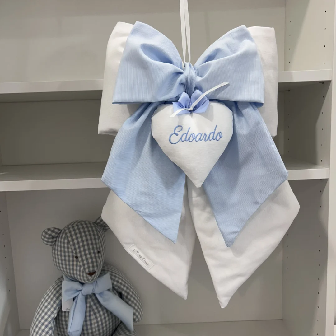 Fiocco nascita doppio bianco e celeste Fiocco nascita doppio bianco e celeste - immagine 2