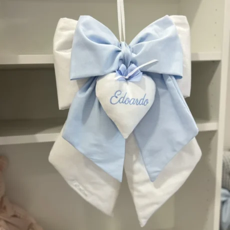 Fiocco nascita doppio bianco e celeste