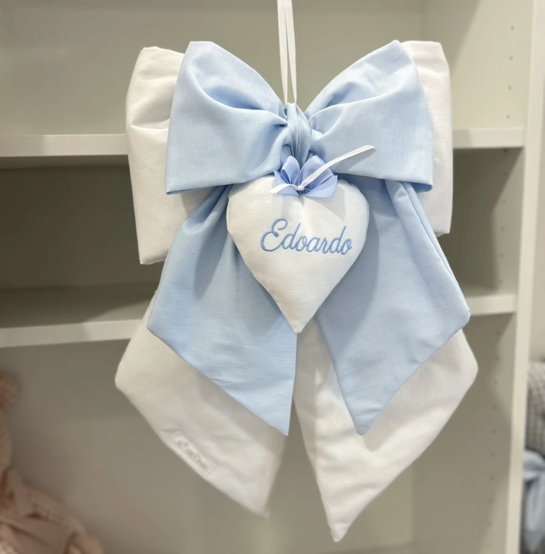 Fiocco nascita doppio bianco e celeste Fiocco nascita doppio bianco e celeste