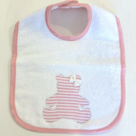 Bavaglino Pappa orsetto righe piccole rosa