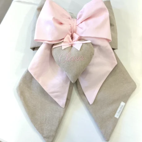 Fiocco nascita doppio ecrù e rosa