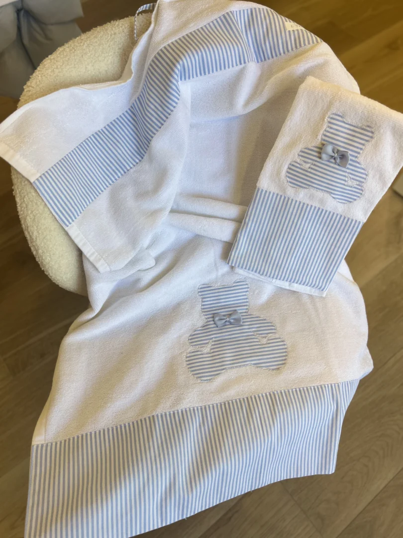 Asciugamano viso e ospite orso righe piccole Asciugamano viso e ospite orso righe piccole - immagine 2