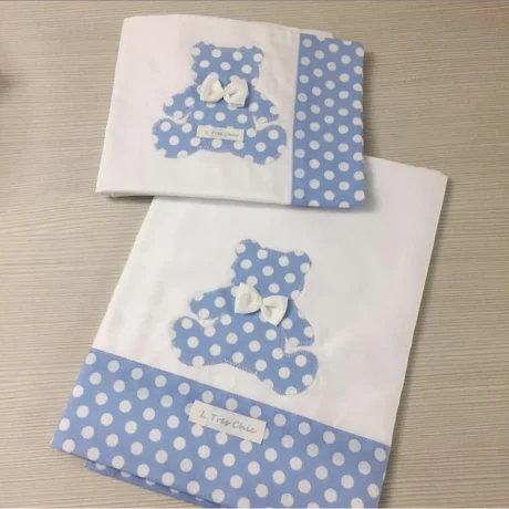 Set lenzuola bimbo con orsetto celeste a pois