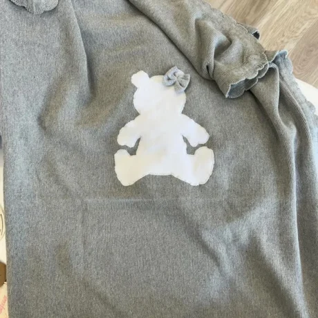 Copertina di filo di cotone orsetto bianco bimba