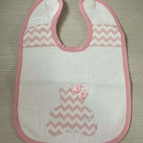 Bavaglino Pappa orsetto rosa a zig zag