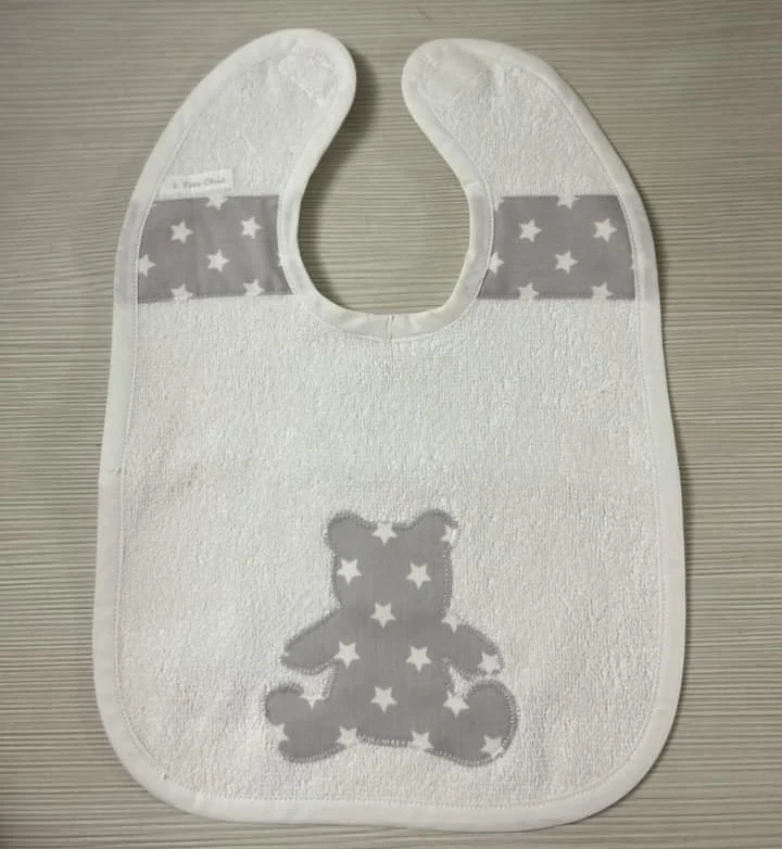 Bavaglino Pappa Orsetto grigio a stelline Bavaglino Pappa Orsetto grigio a stelline