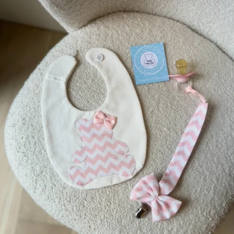 Catenella Portaciuccio a zig zag rosa+ Bavetta