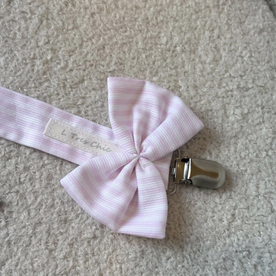 Catenella Portaciuccio a righe piccole rosa Catenella Portaciuccio a righe piccole rosa - immagine 2