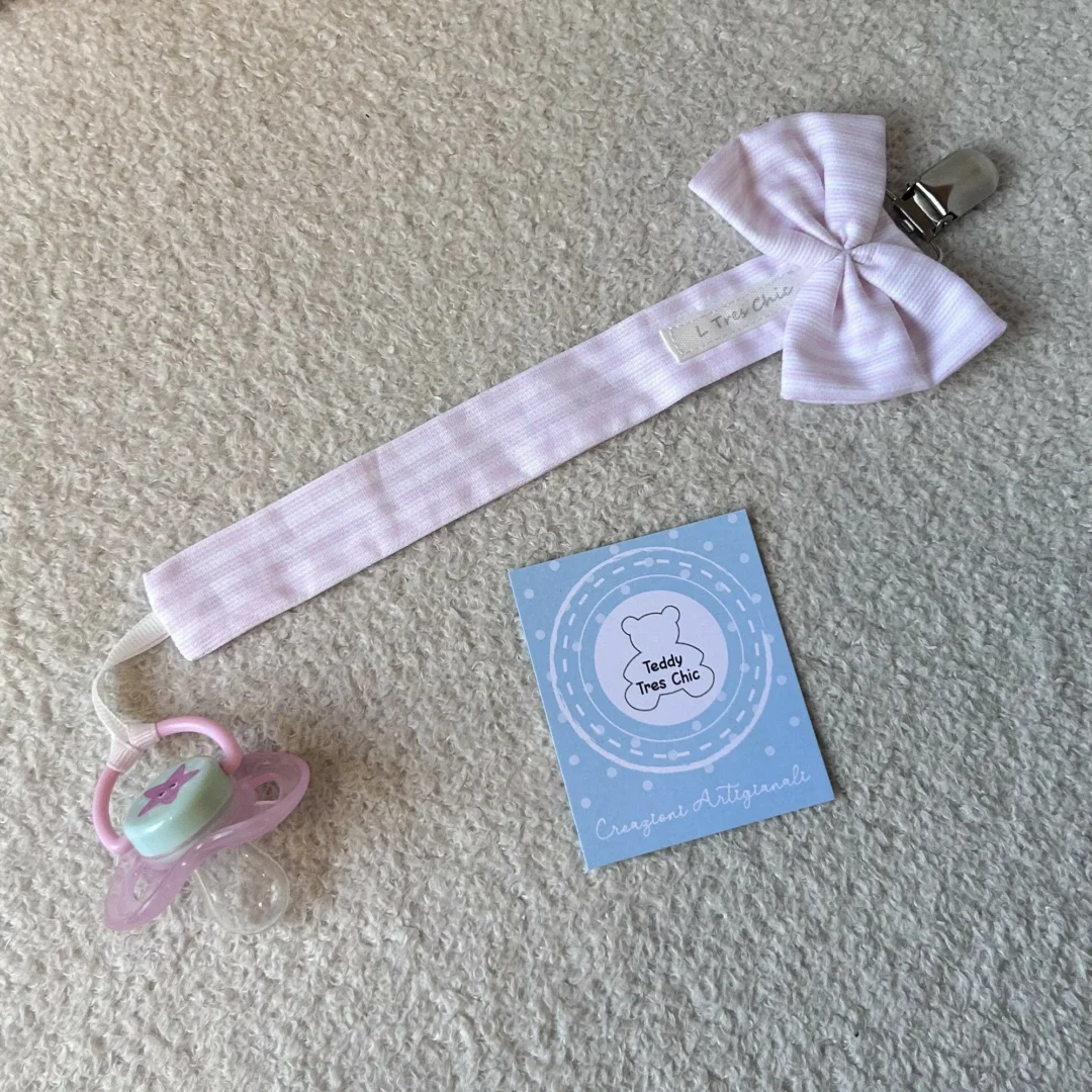 Catenella Portaciuccio a righe piccole rosa Catenella Portaciuccio a righe piccole rosa - immagine 3