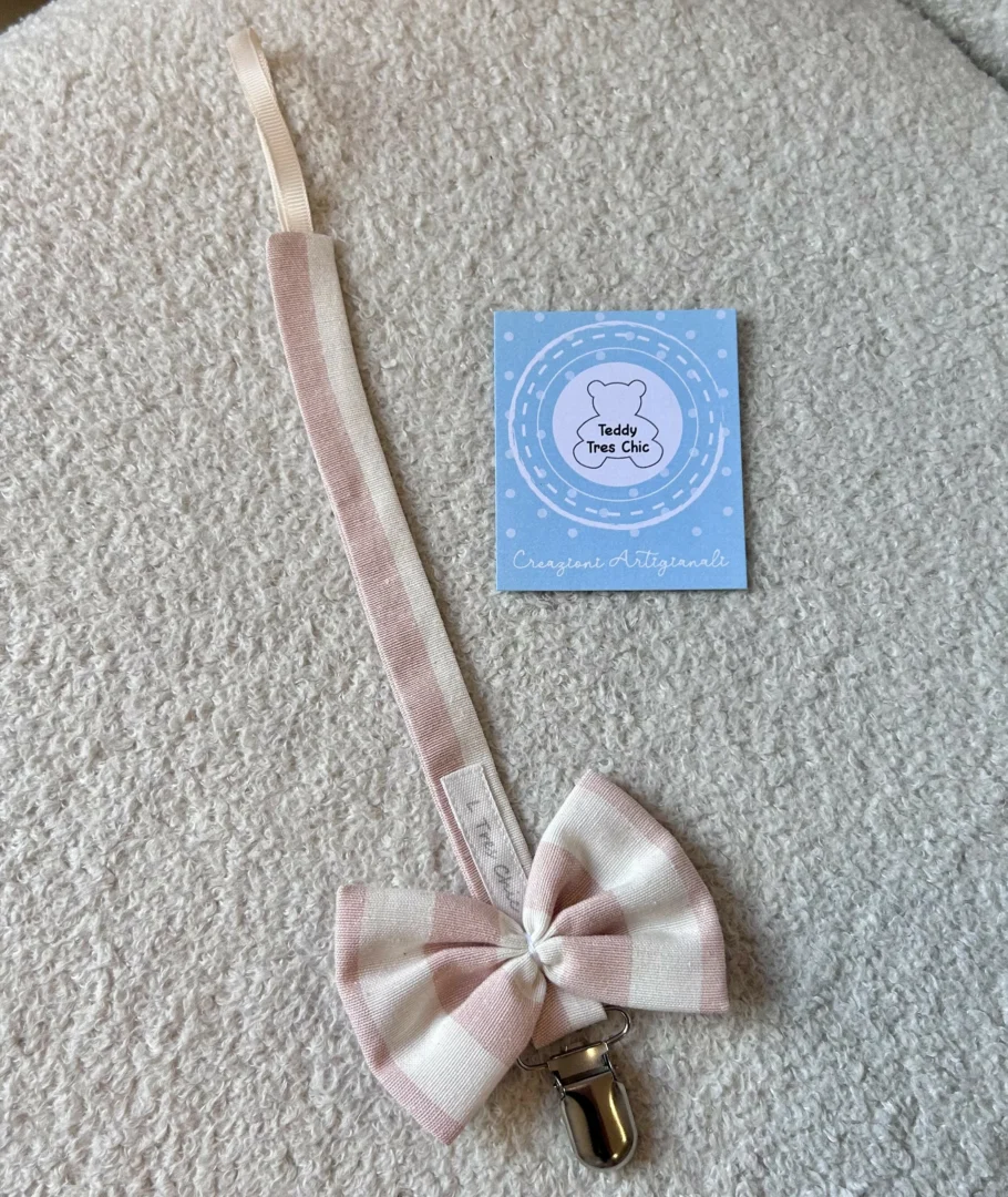 Catenella Portaciuccio a righe grandi provenza rosa Catenella Portaciuccio a righe grandi provenza rosa