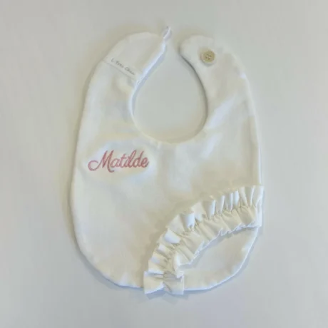 Bavetta bimba con arricciatura e nome