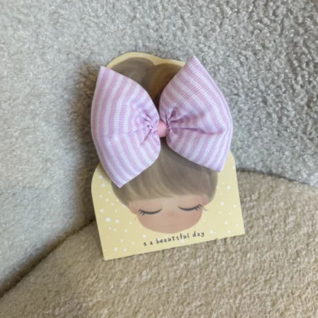 Elastico Fiocco a righe piquet rosa