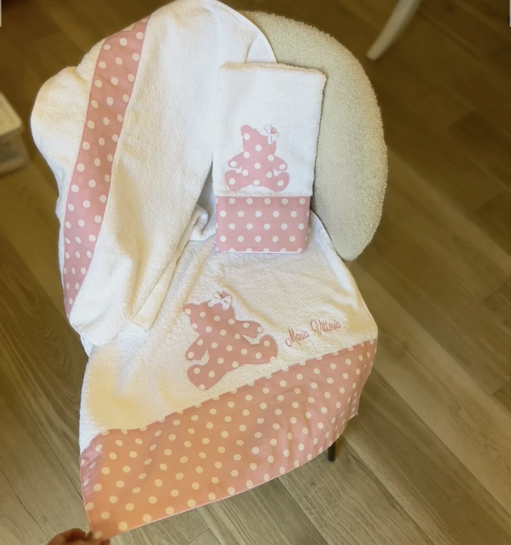 Asciugamano viso con nome e asciugamano ospite orso a pois Asciugamano viso con nome e asciugamano ospite orso a pois