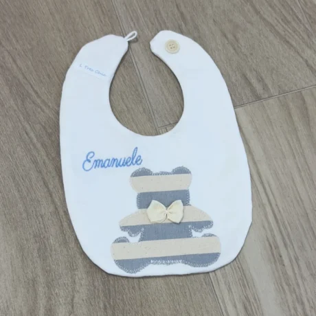 Bavetta bimbo con orsetto a righe con nome