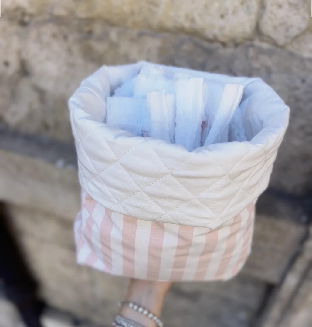 Portapannolini a righe provenza rosa Portapannolini a righe provenza rosa - immagine 2