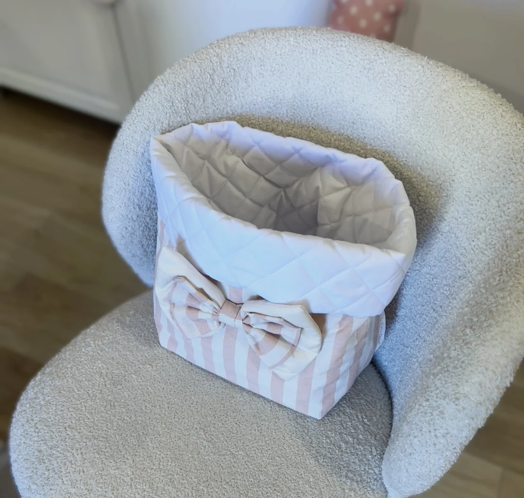 Portapannolini a righe con fiocco provenza rosa Portapannolini a righe con fiocco provenza rosa - immagine 2