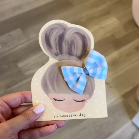 Molletta fiocco a quadretti celesti