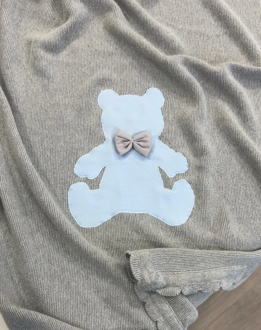 Copertina di filo di cotone orsetto celeste Copertina di filo di cotone orsetto celeste