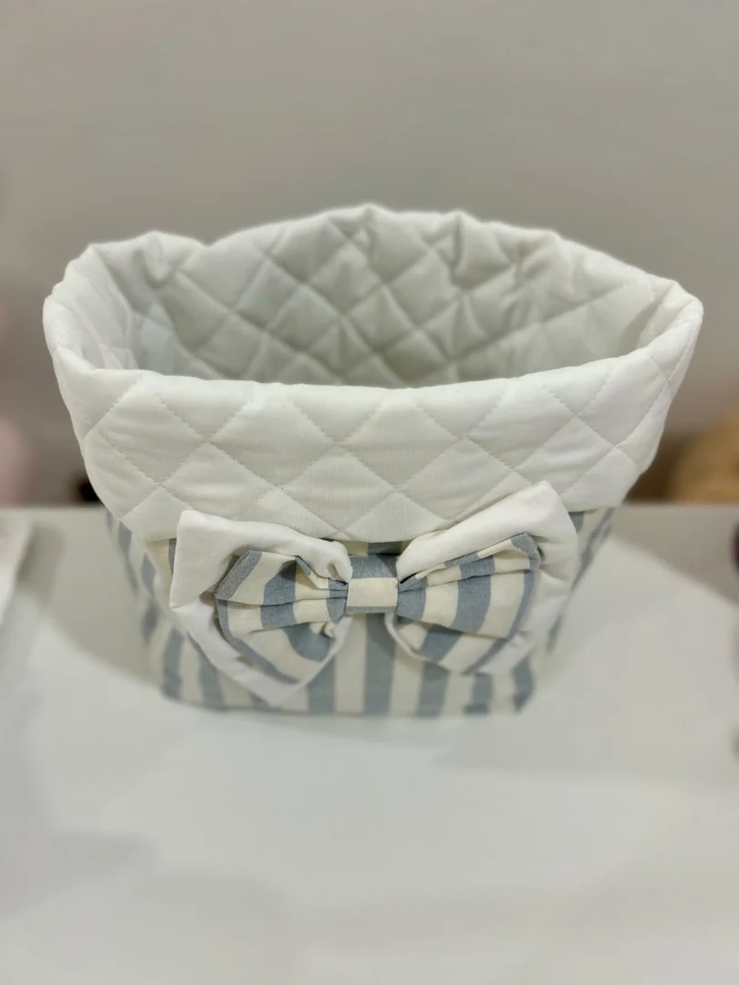 Portapannolini a righe con fiocco provenza Portapannolini a righe con fiocco provenza - immagine 3