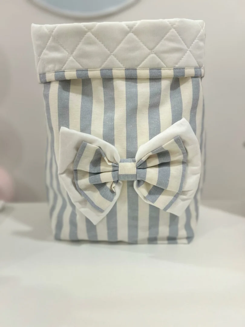 Portapannolini a righe con fiocco provenza Portapannolini a righe con fiocco provenza - immagine 4