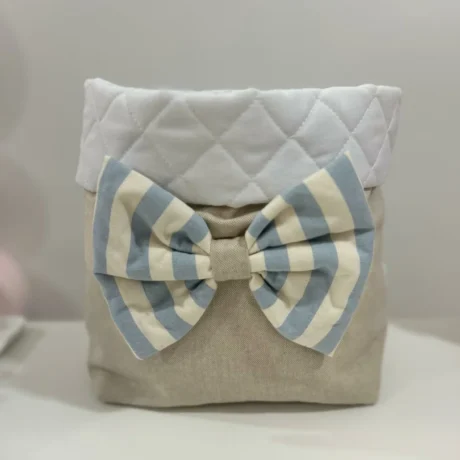 Portapannolini ecru con fiocco a righe provenza