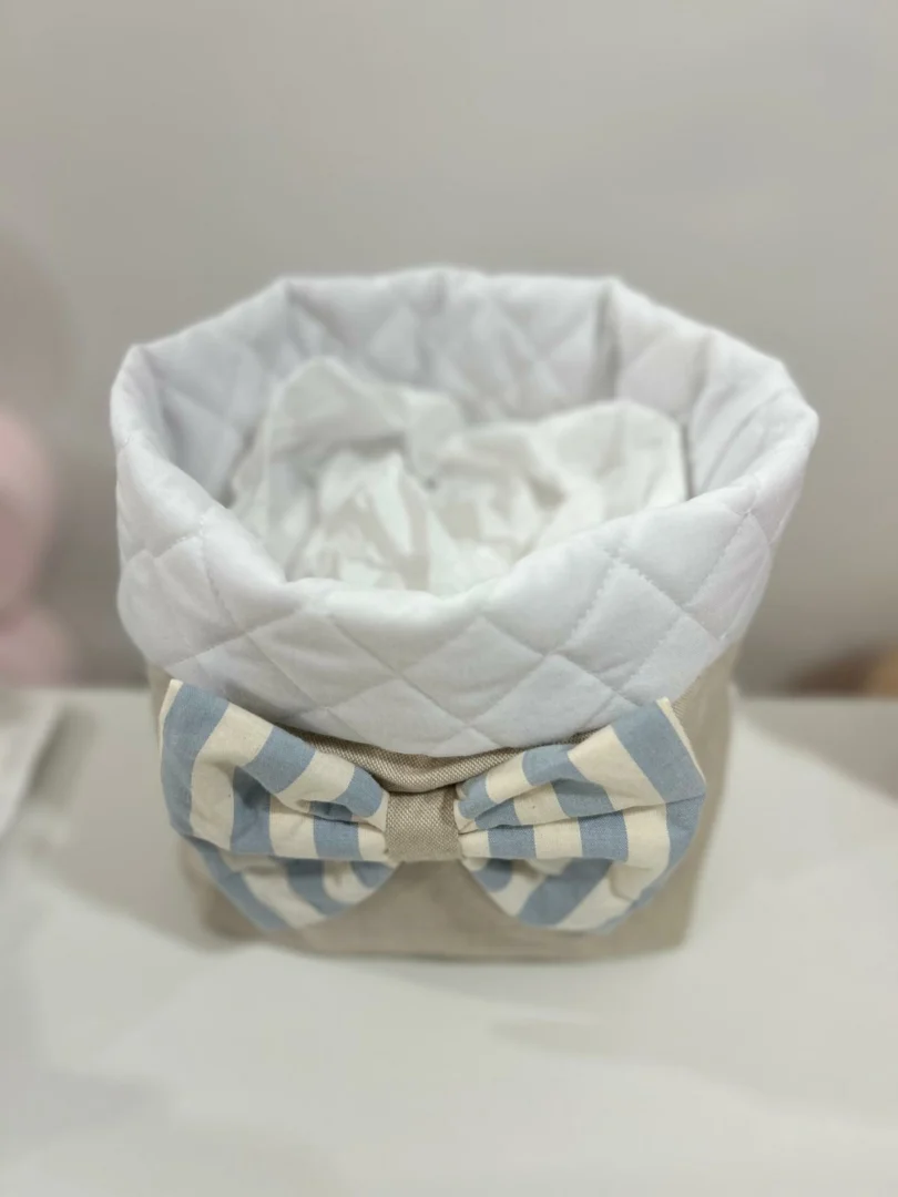 Portapannolini ecru con fiocco a righe provenza Portapannolini ecru con fiocco a righe provenza - immagine 2