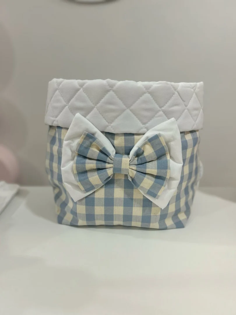 Portapannolini a quadri con fiocco provenza Portapannolini a quadri con fiocco provenza