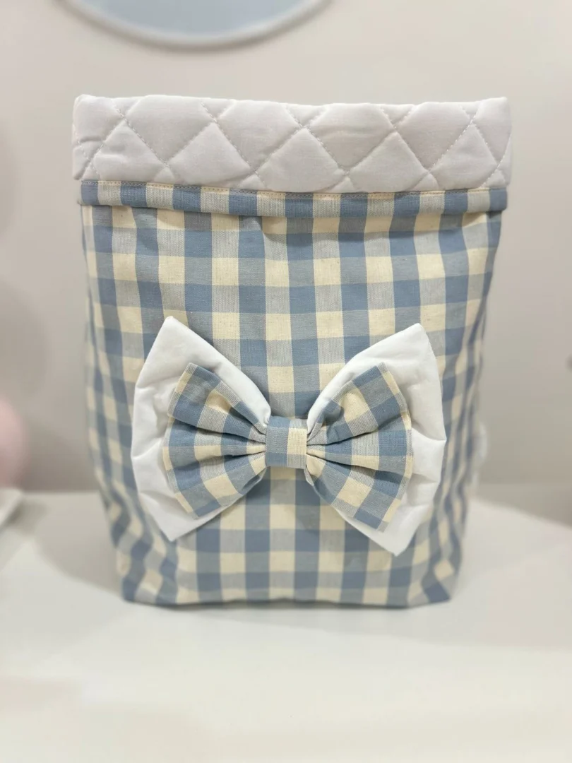 Portapannolini a quadri con fiocco provenza Portapannolini a quadri con fiocco provenza - immagine 2