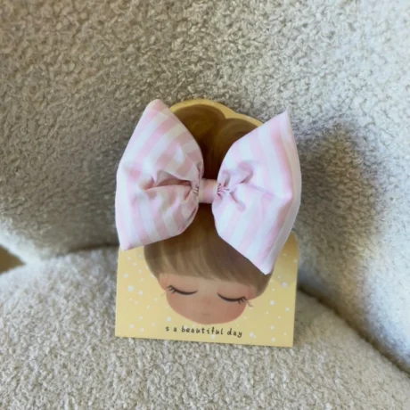 Elastico Fiocco a righe bianche e rosa