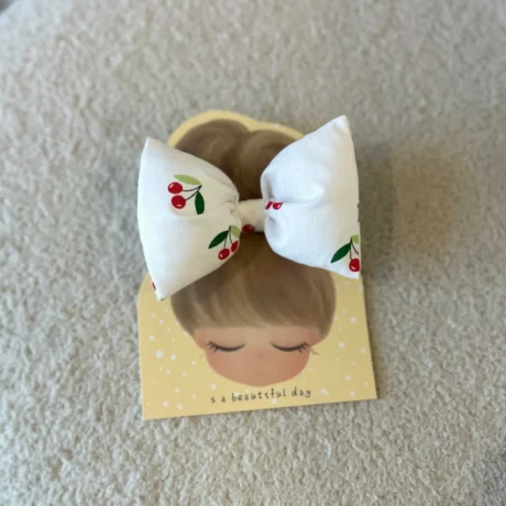 Elastico Fiocco bianco con ciliegie
