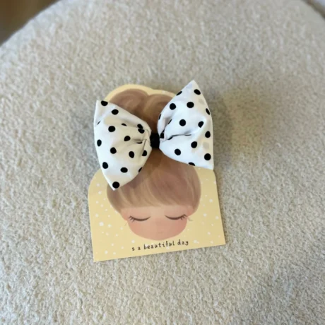 Elastico Fiocco bianco a pois neri