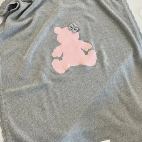 Copertina di filo di cotone orsetto rosa