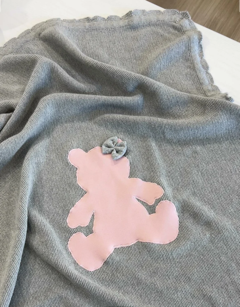 Copertina di filo di cotone orsetto rosa Copertina di filo di cotone orsetto rosa - immagine 2