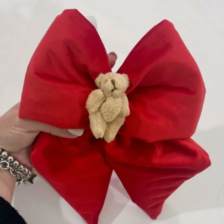 Fiocco Velluto Rosso piccolo con orsetto