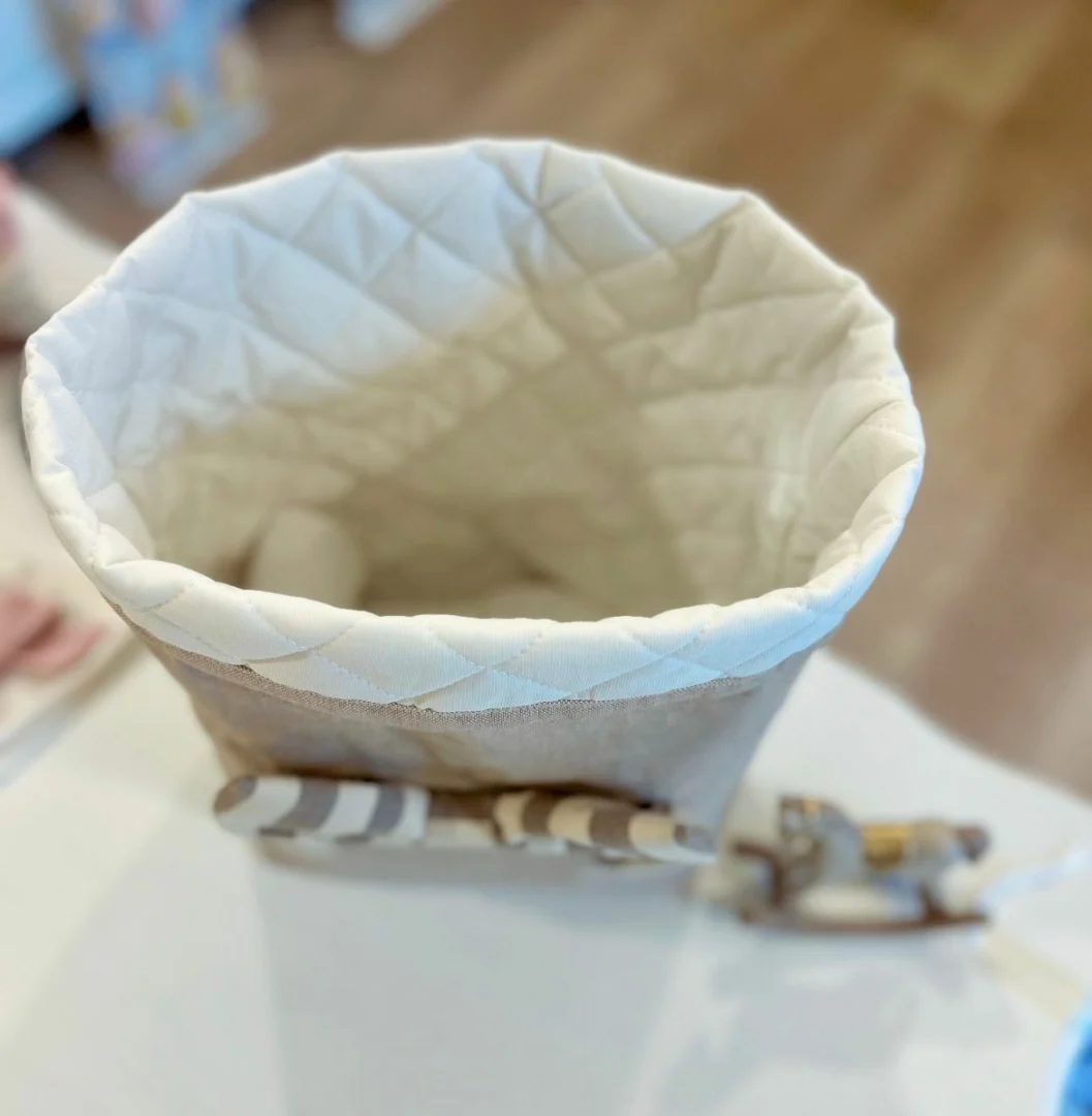 Portapannolini ecru con fiocco a righe Portapannolini ecru con fiocco a righe - immagine 3