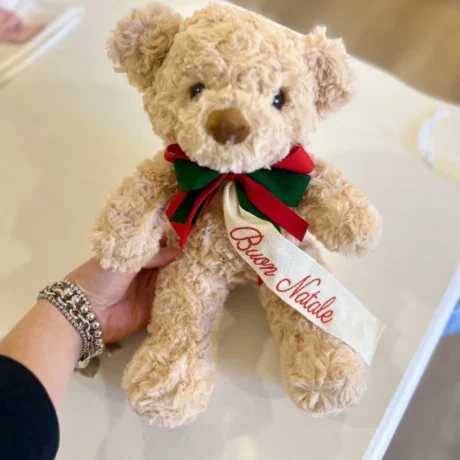 orso di peluche ricamo Buon Natale
